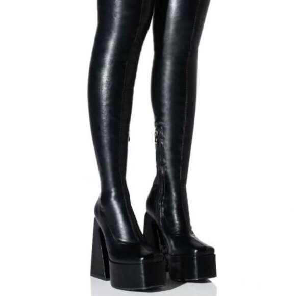 AZALEA WANG " THE ULTIMATE STRUT STRETCH " THIGH HIGH PLATFORM BOOT ( BRAND NEW - Picture 1 of 8